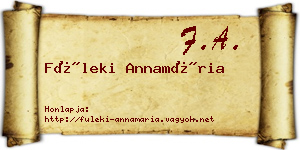 Füleki Annamária névjegykártya